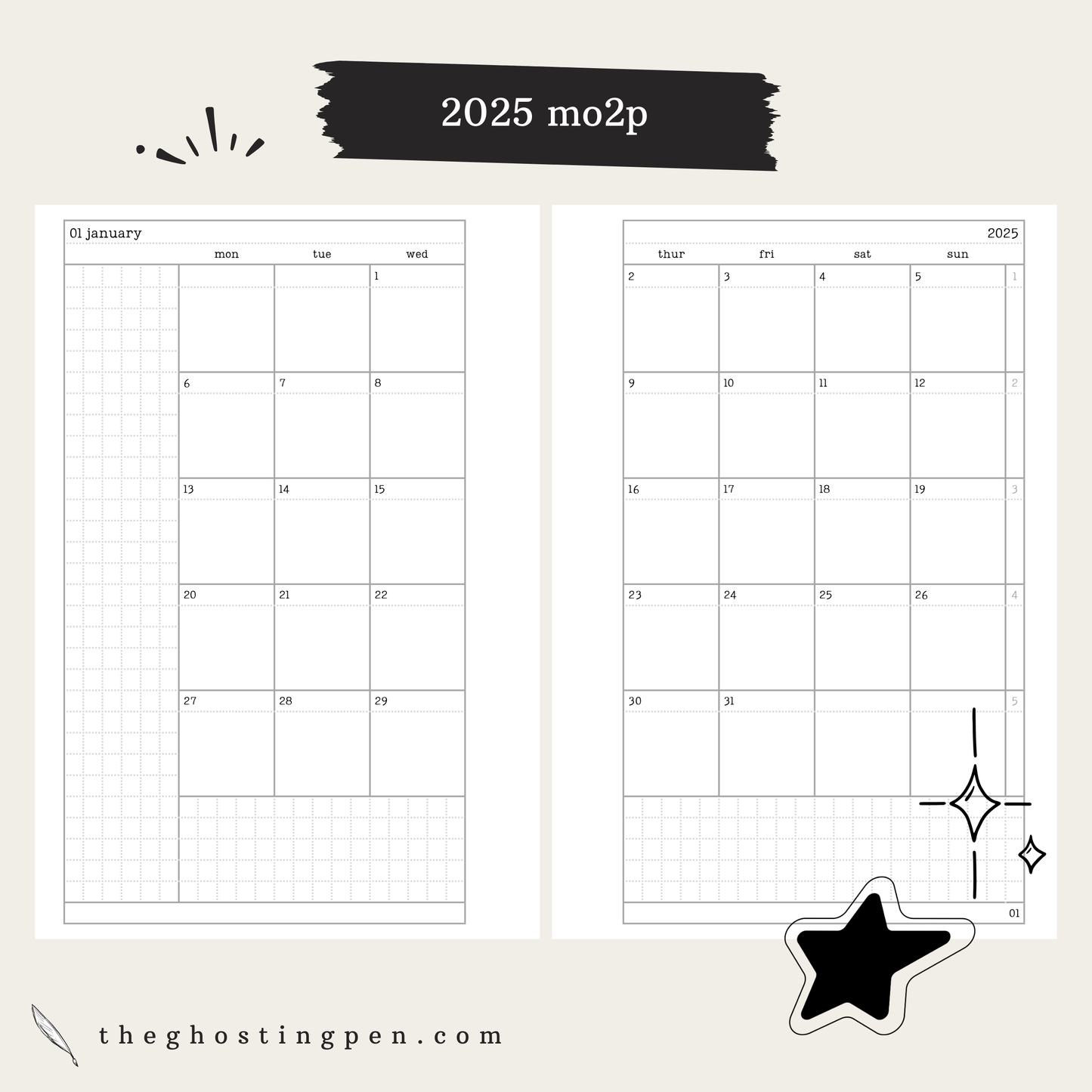 2025 dated mo2p (monday start) - more sizes coming soon!