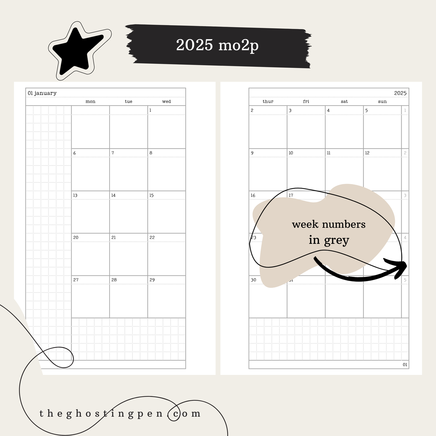 2025 dated mo2p (monday start) - more sizes coming soon!