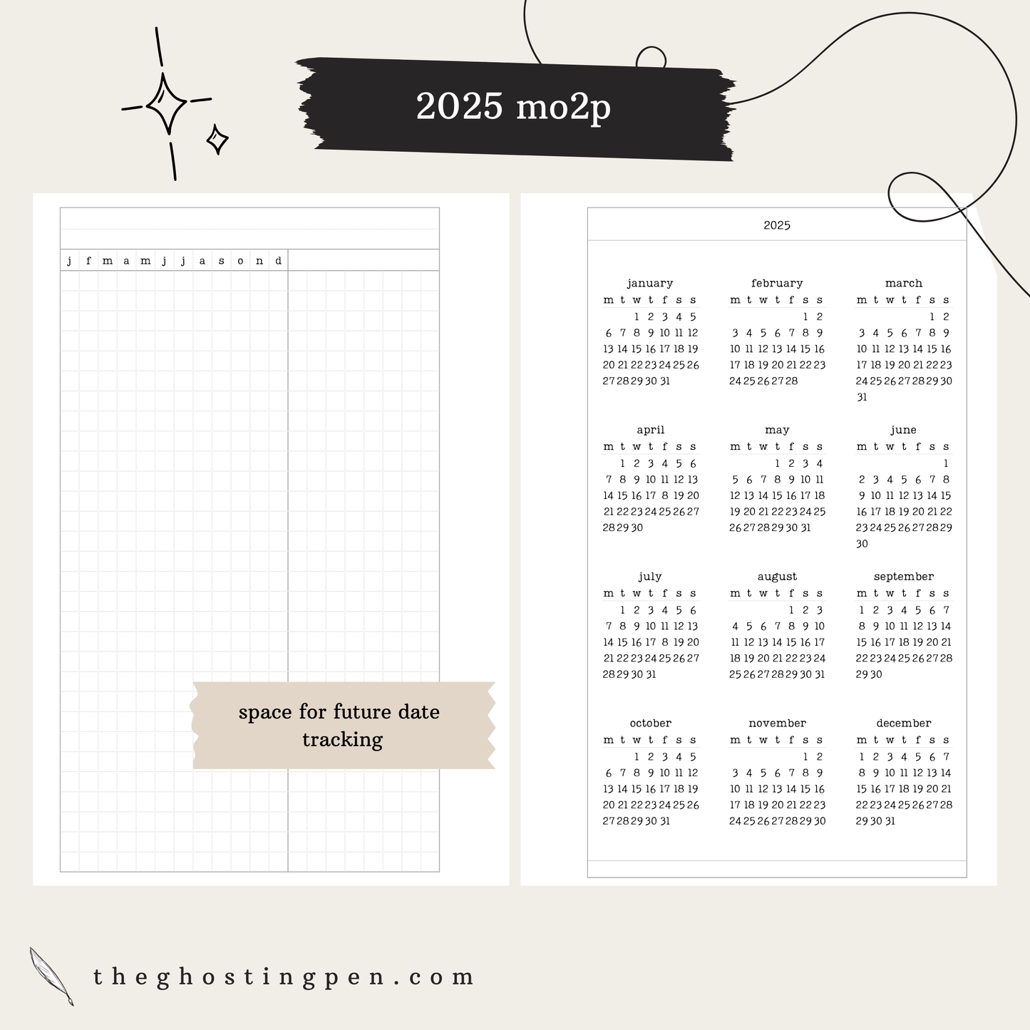 2025 dated mo2p (monday start) - more sizes coming soon!