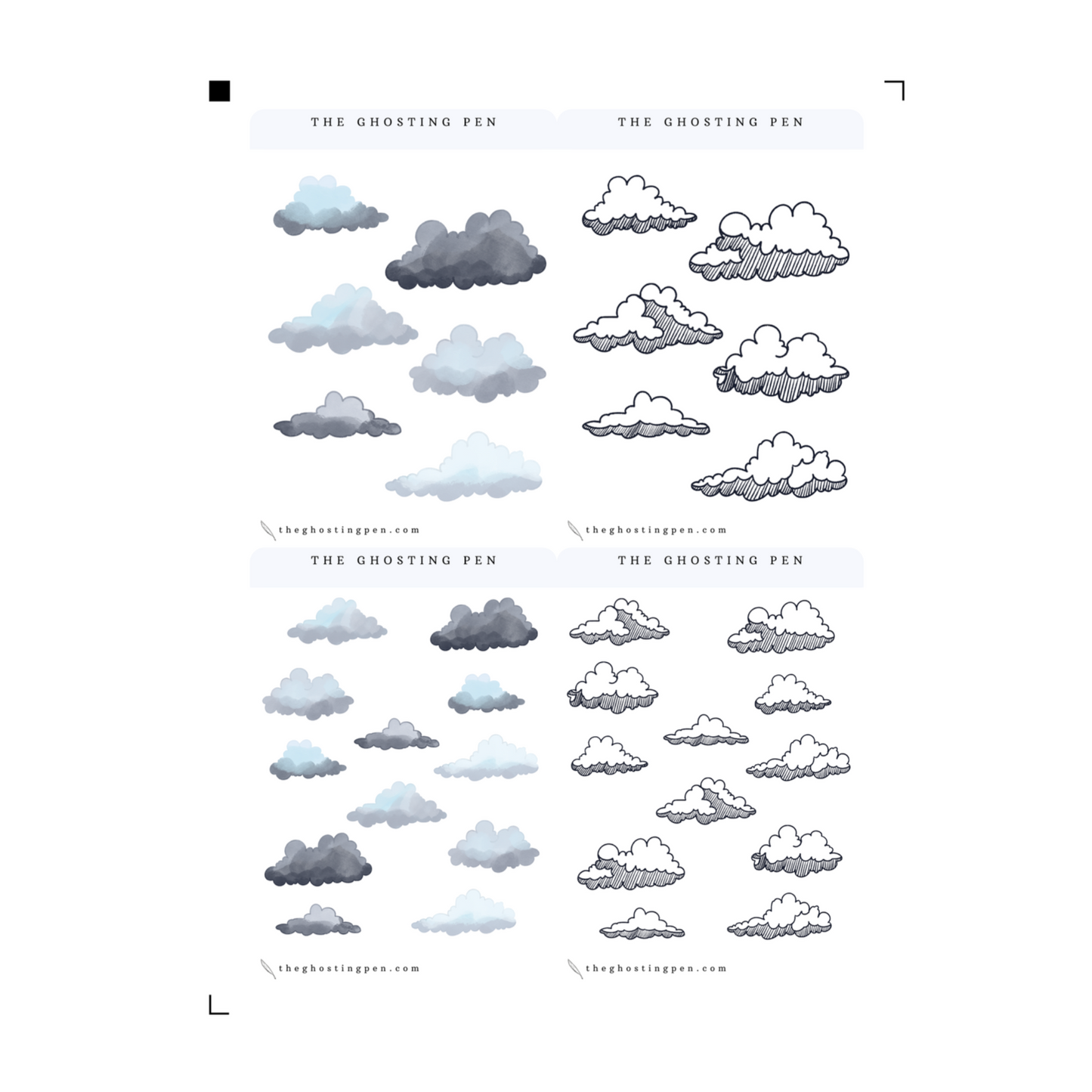 digital doodles clouds