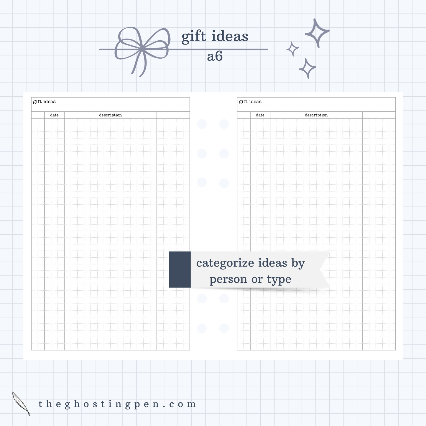 gift ideas log - grids