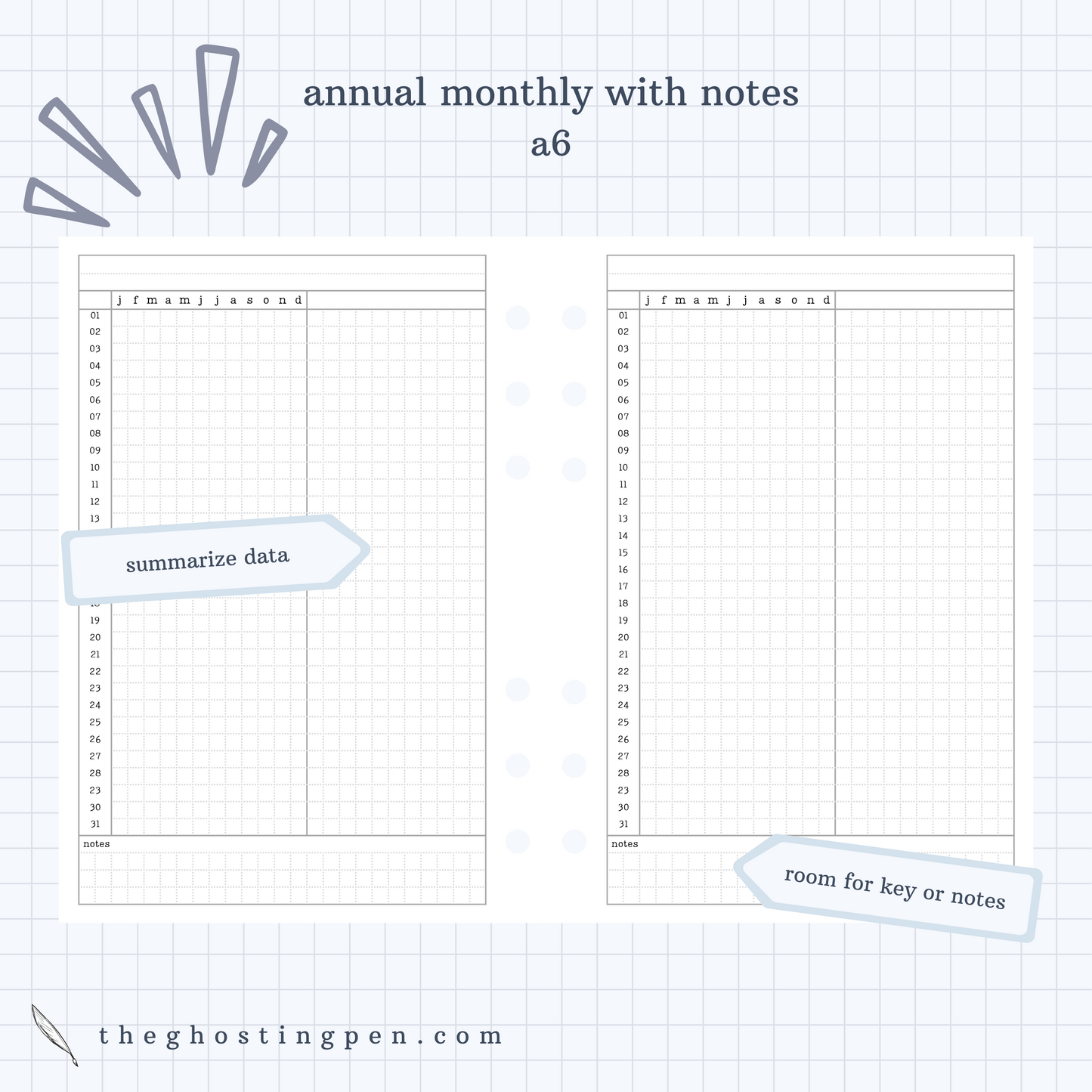 annual monthly with notes