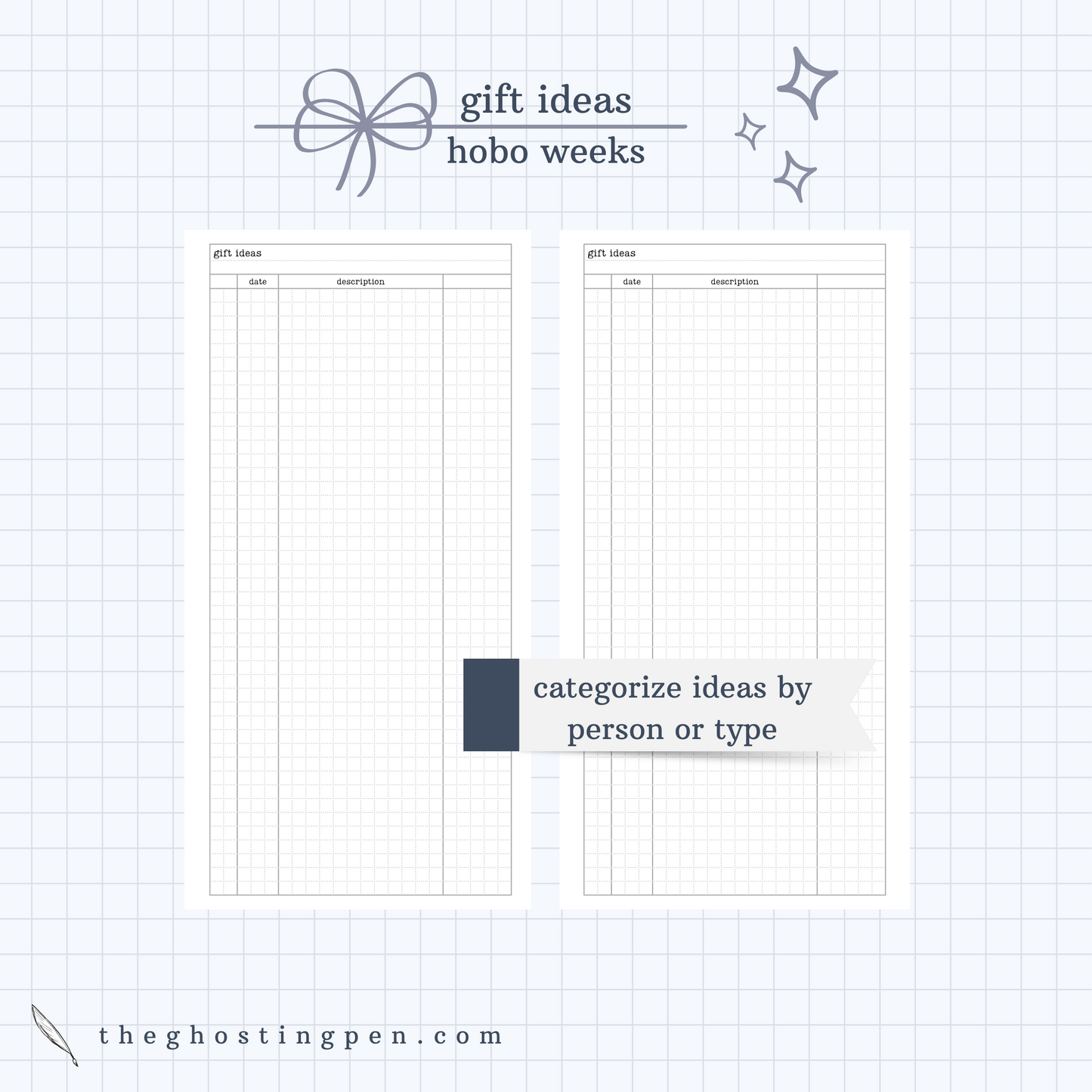 gift ideas log - grids