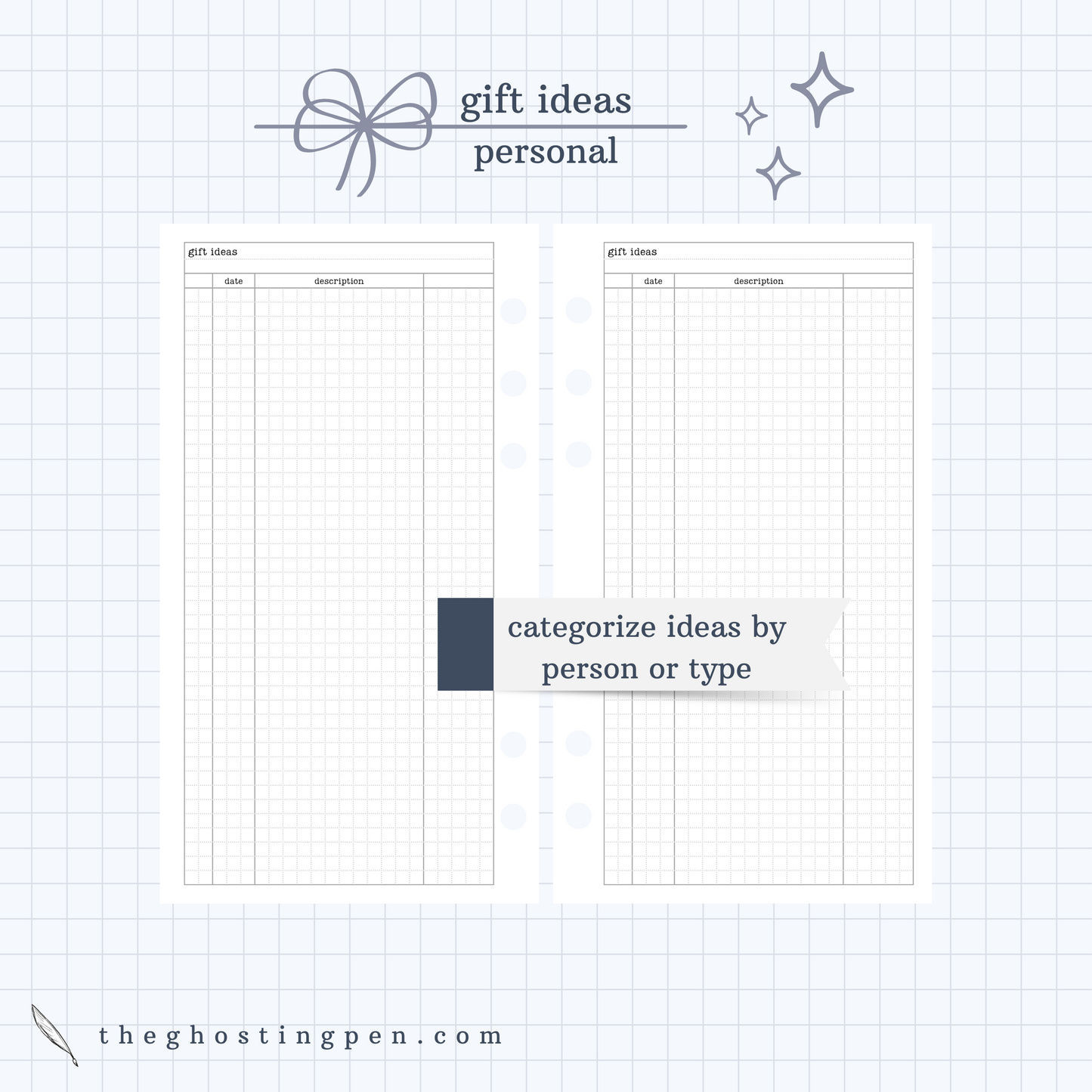 gift ideas log - grids