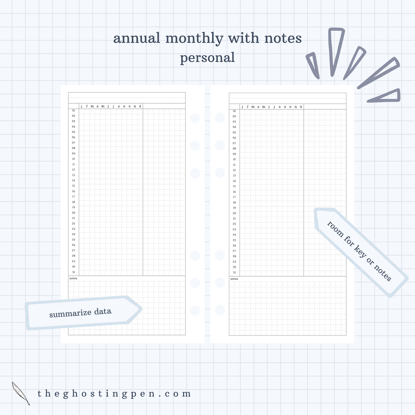 annual monthly with notes