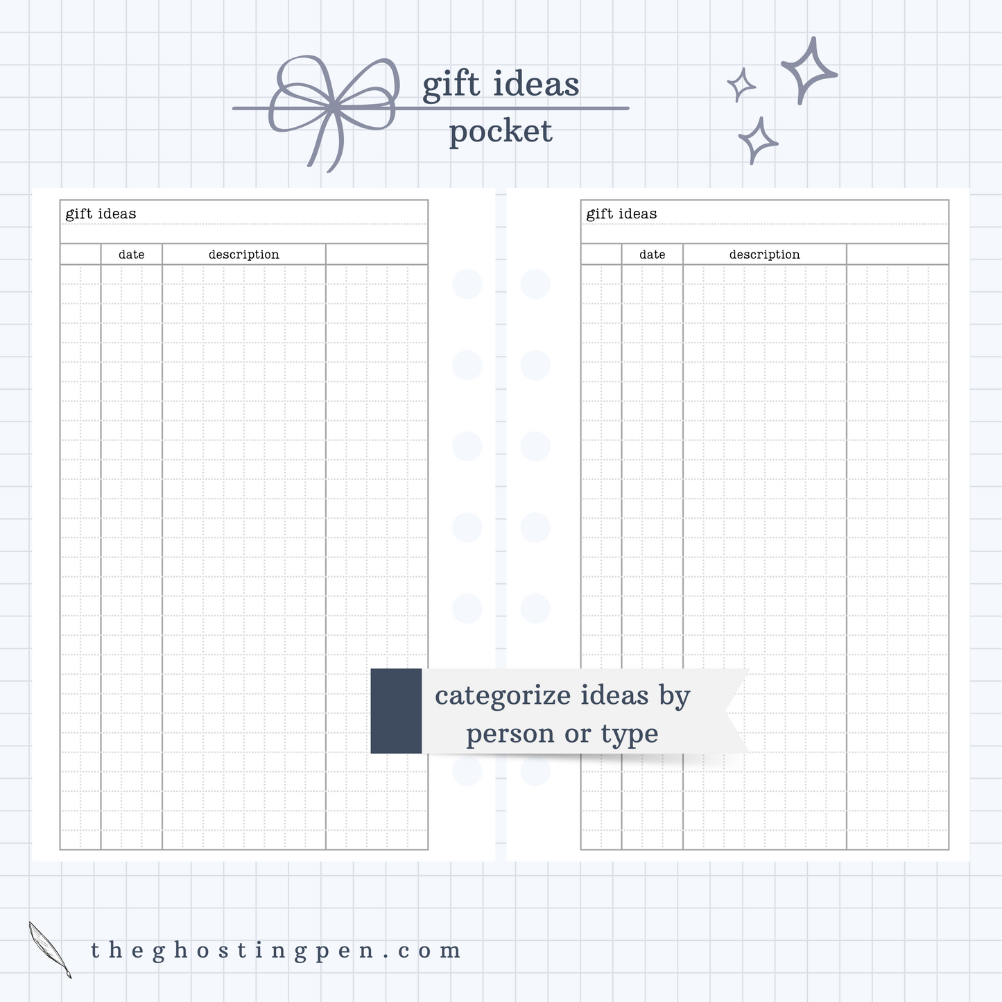 gift ideas log - grids