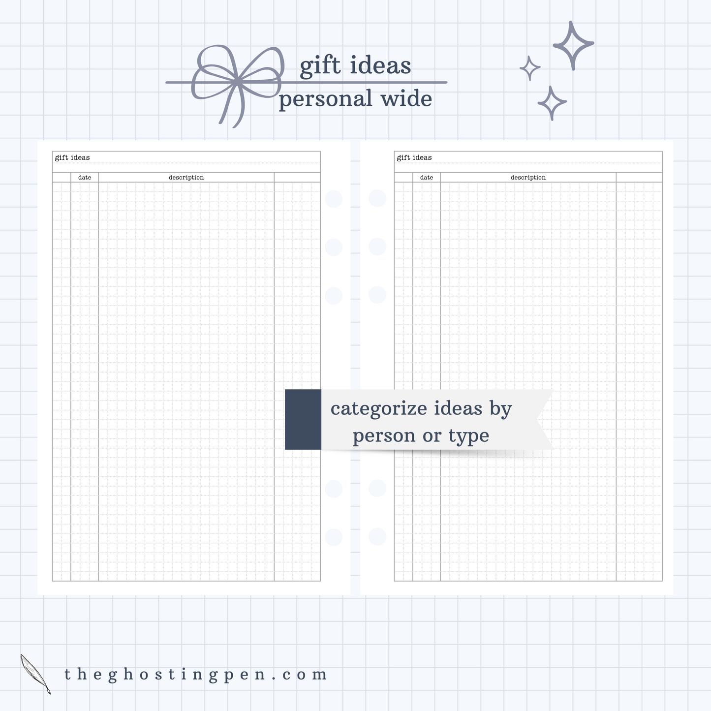 gift ideas log - grids