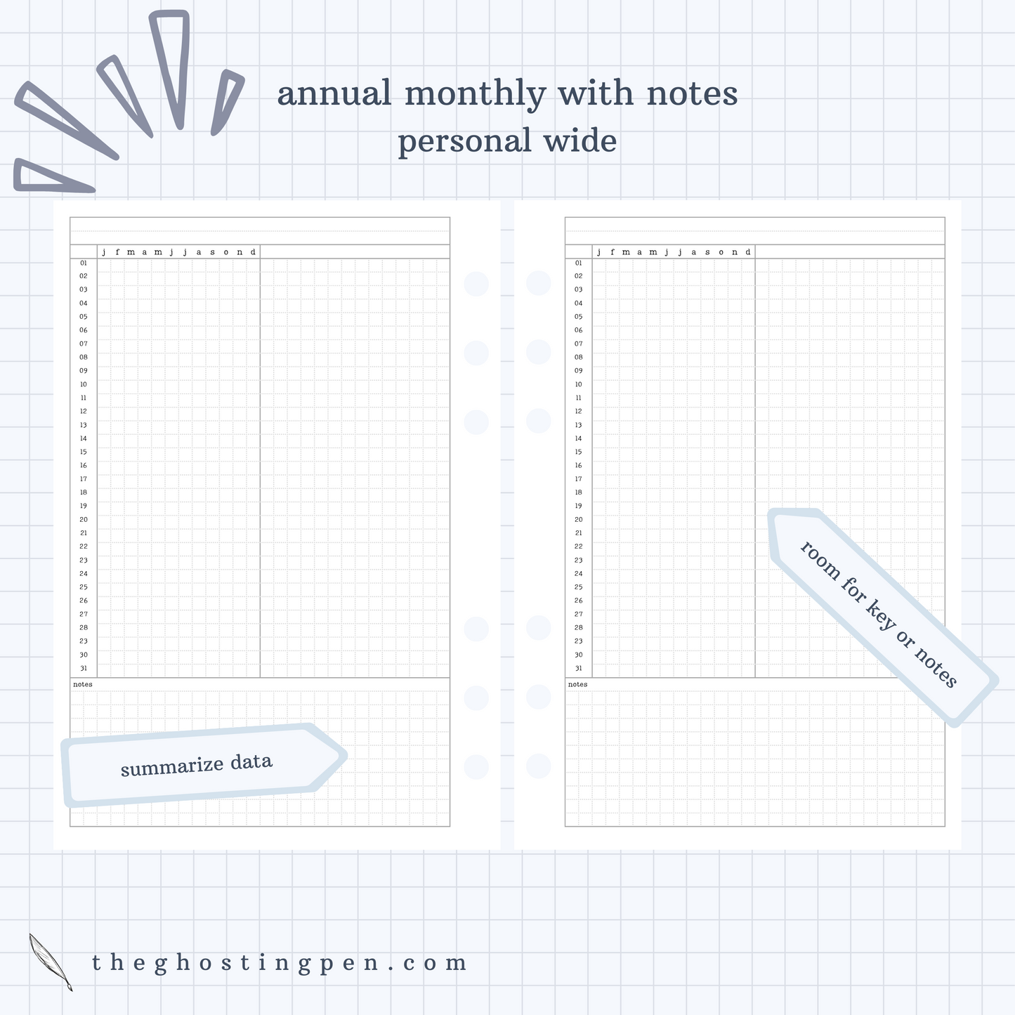 annual monthly with notes