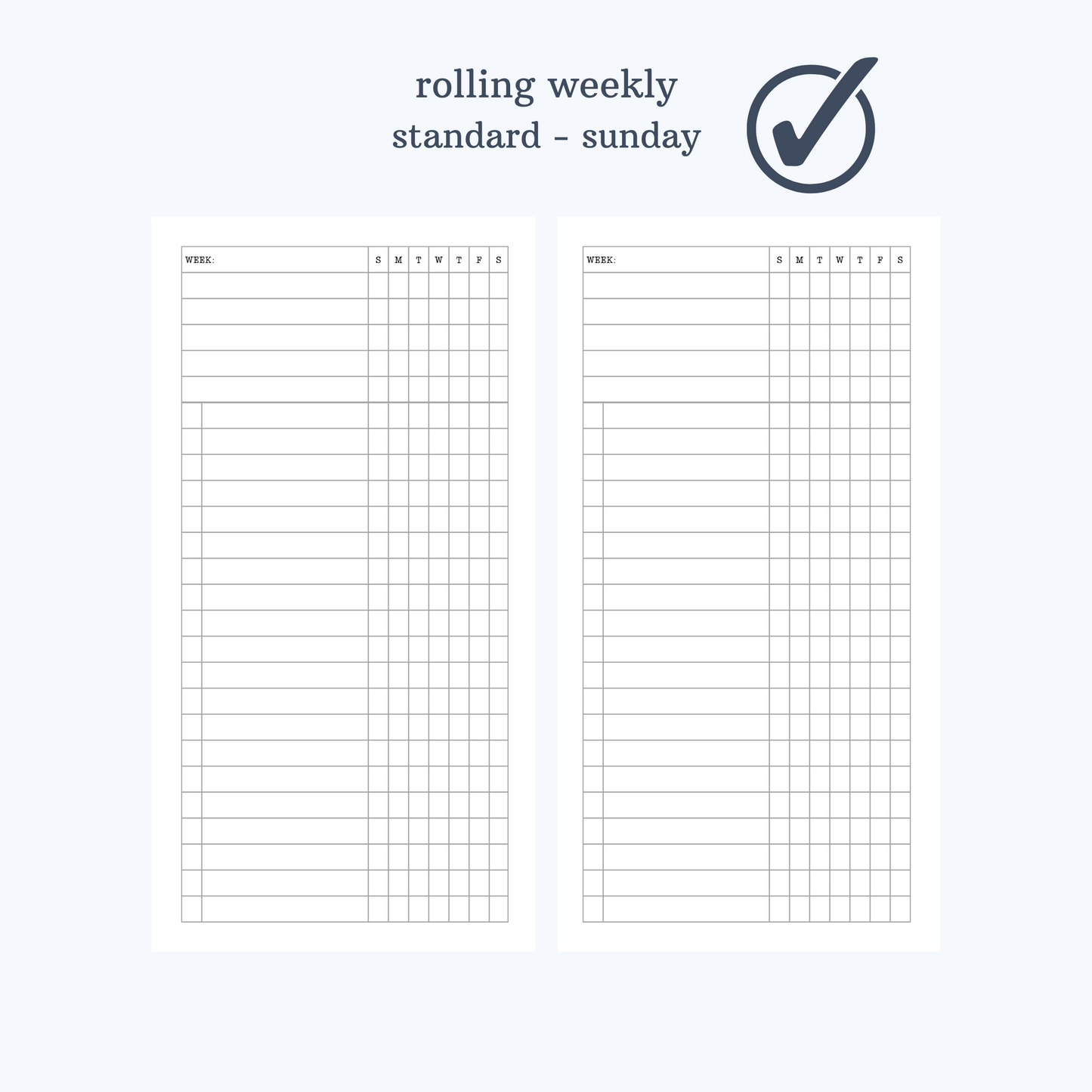 rolling weekly