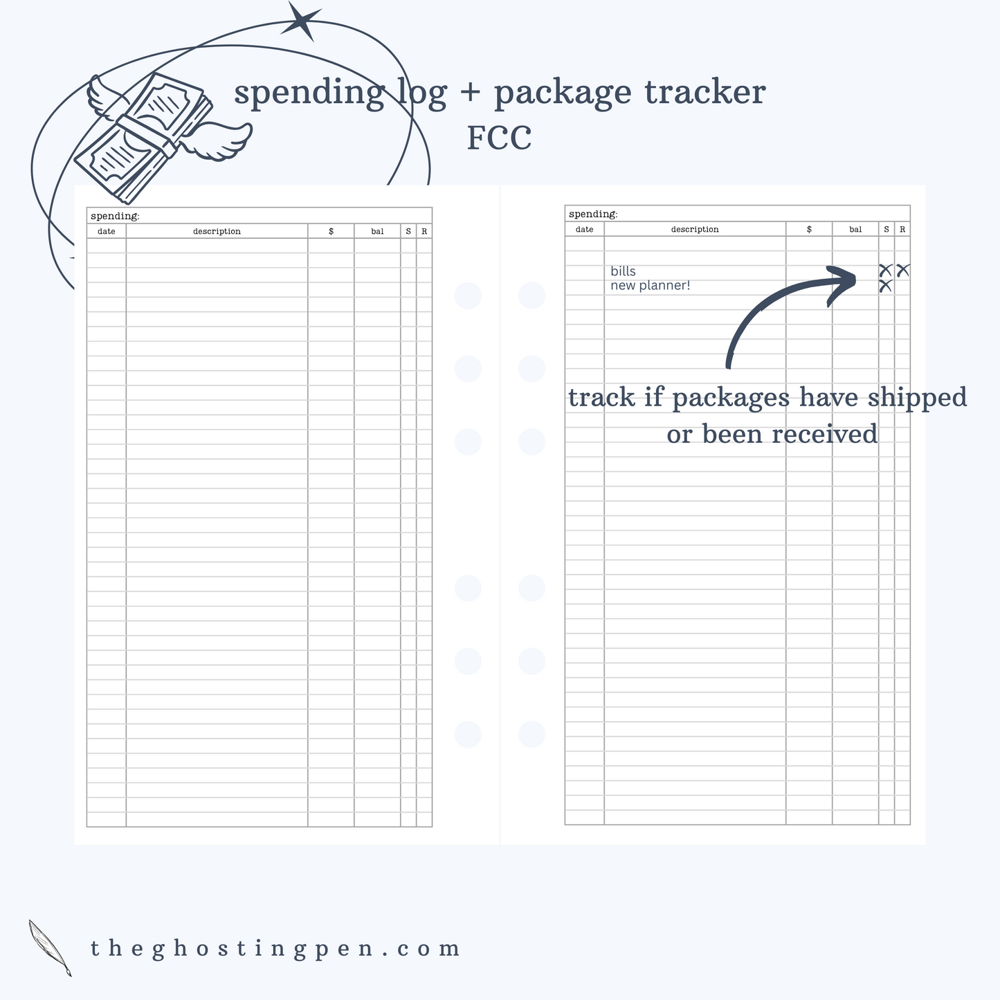 spending log + package tracker