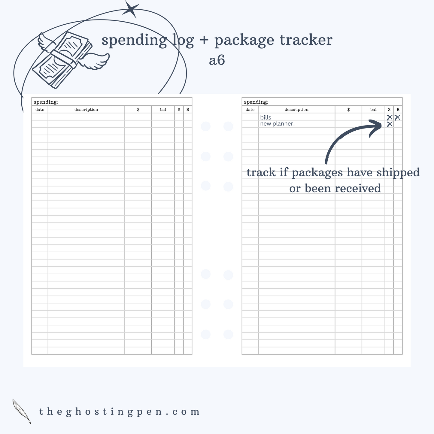 spending log + package tracker