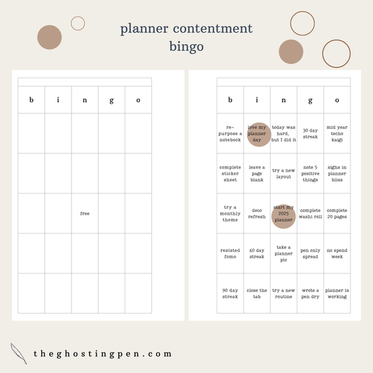 planner contentment bingo