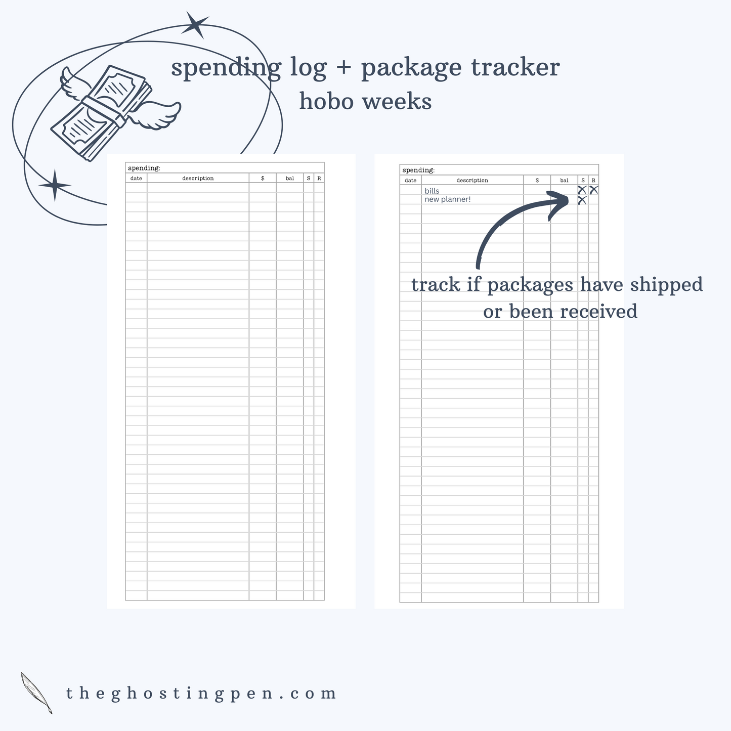 spending log + package tracker