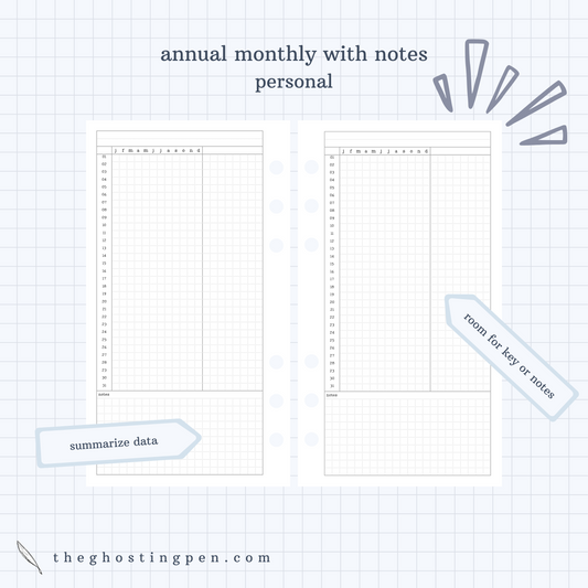 annual monthly with notes