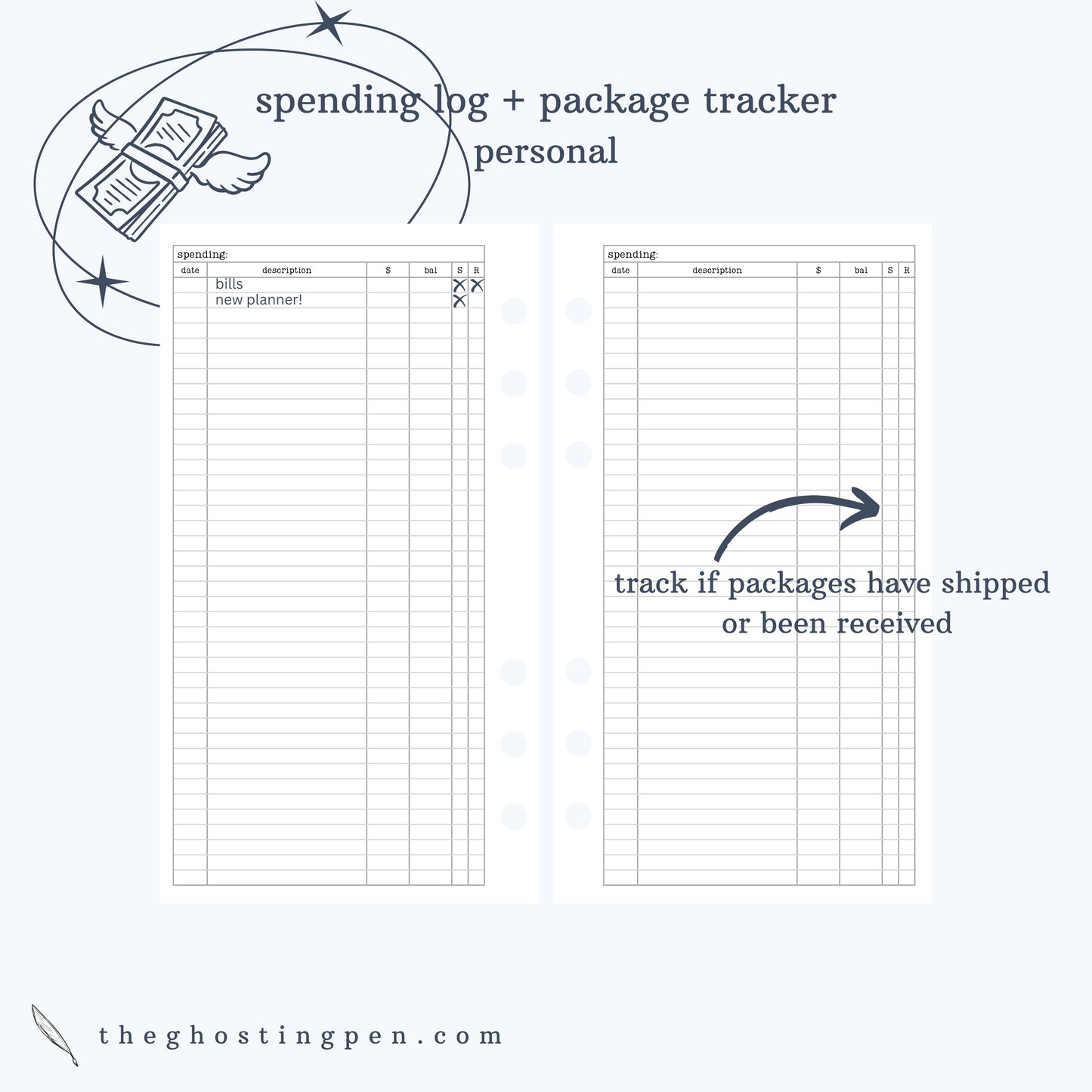 spending log + package tracker