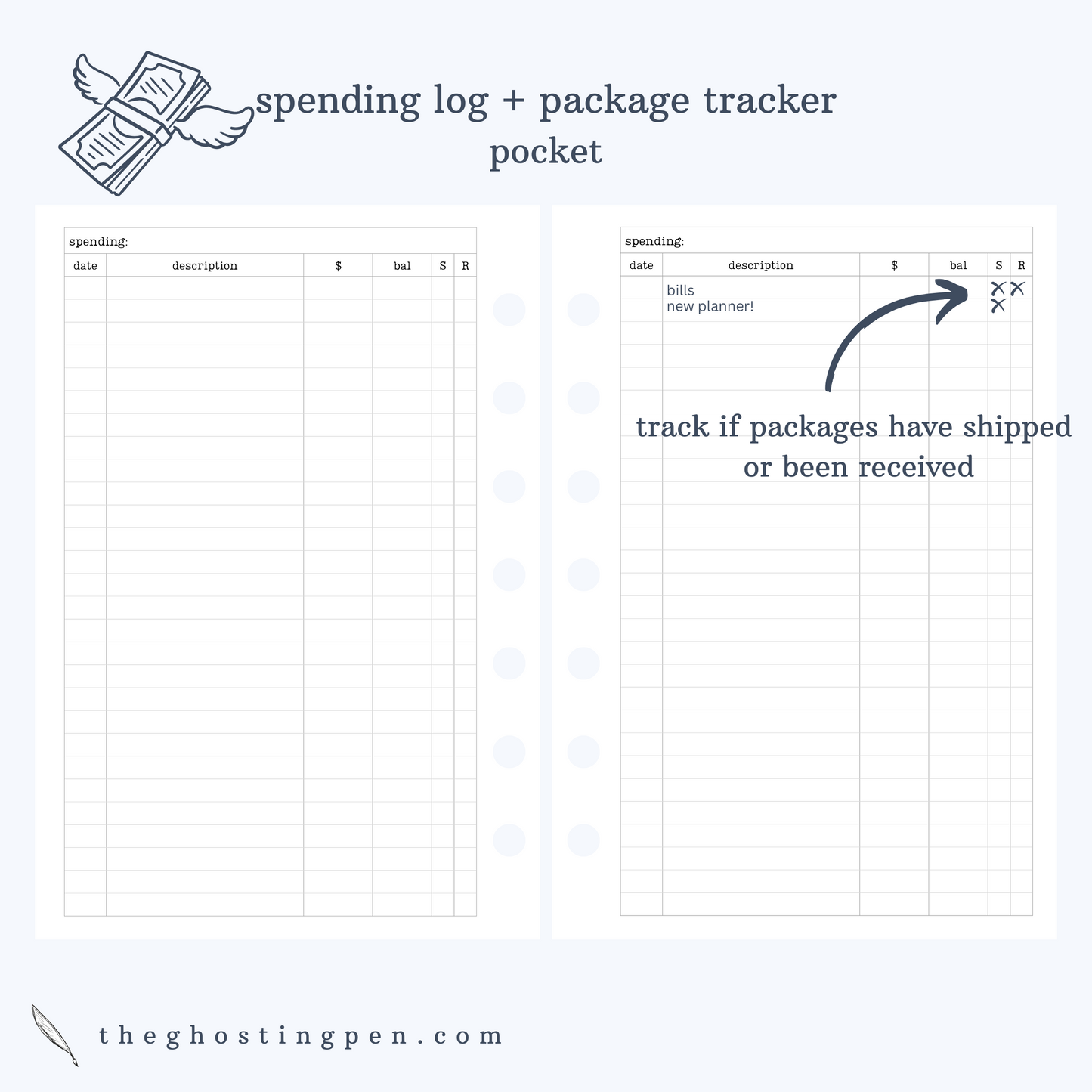 spending log + package tracker