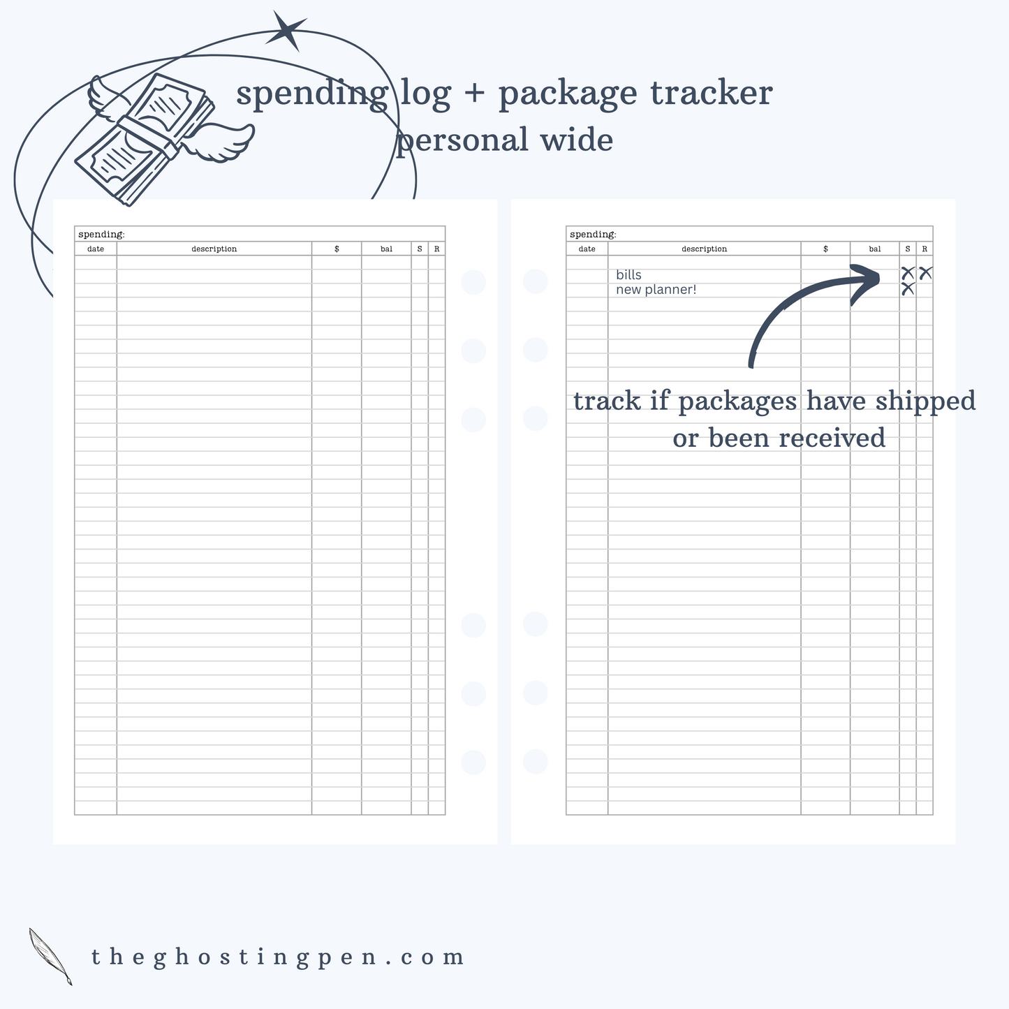 spending log + package tracker