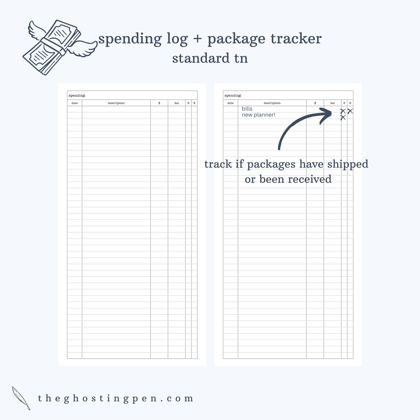 spending log + package tracker